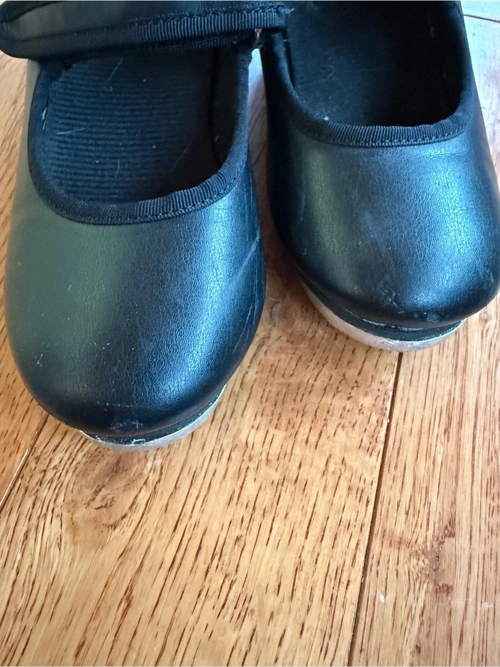 Girls Black Mary Jane Tap Shoes with Hook-and-Loop Strap